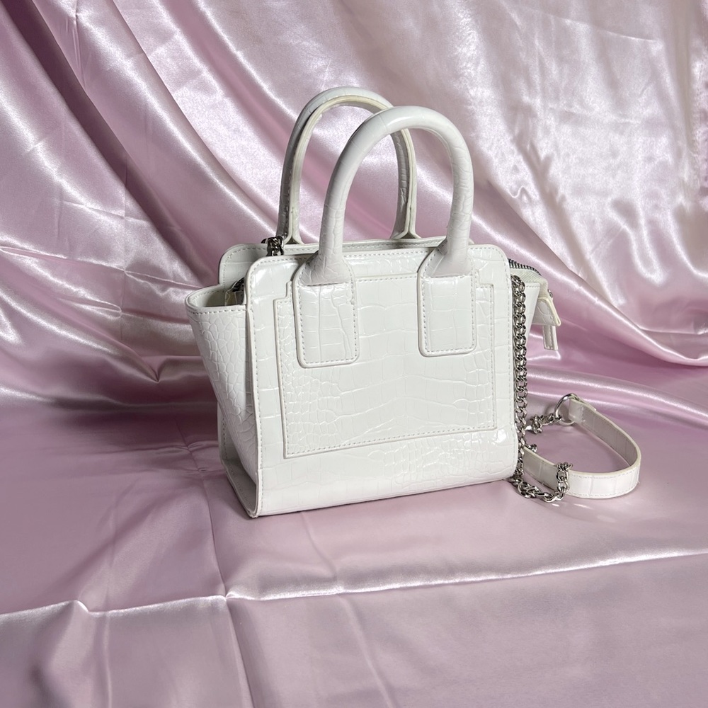 simple small white bag, crocodile print